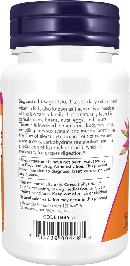 NOW Foods Vitamina B-1 (Tiamina) 100 mg, 100 – La tiamina contribuye al funcionamiento psicológico normal. – Image 3