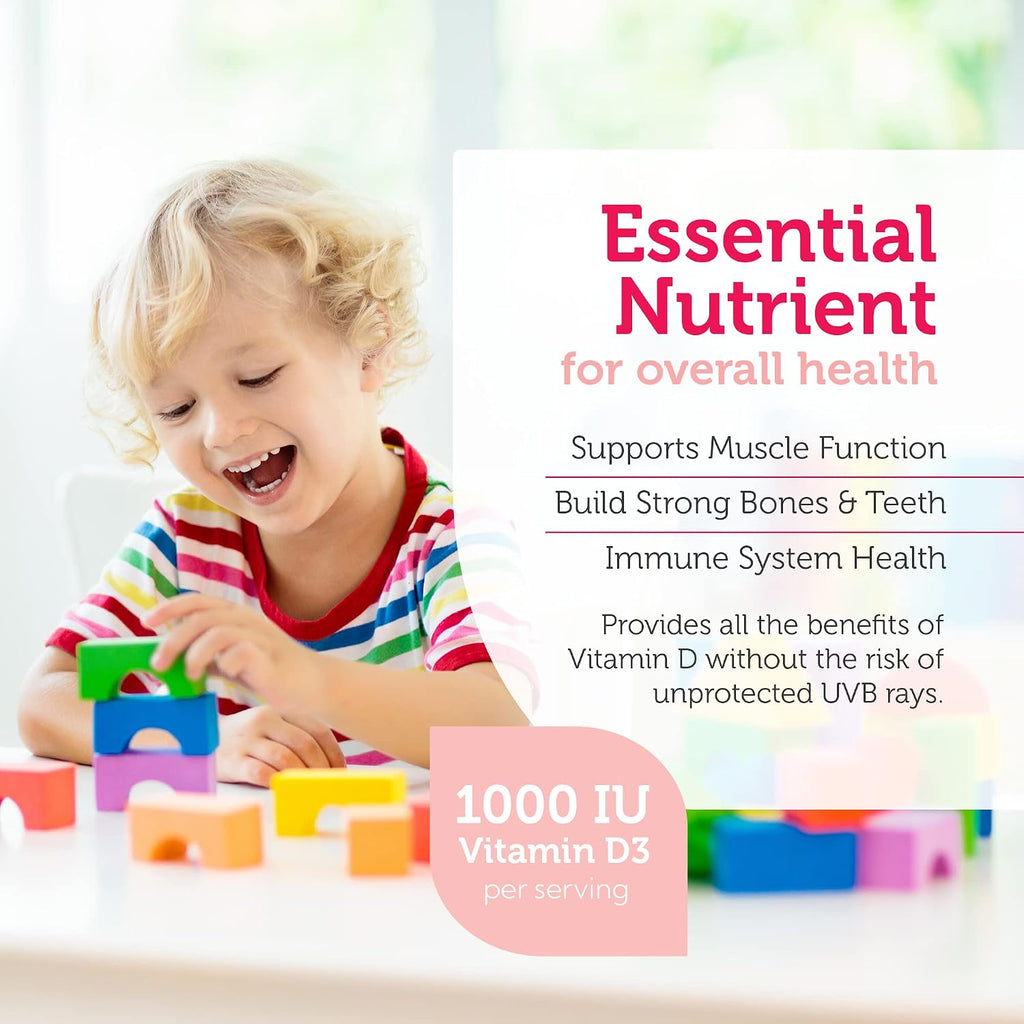 Zahler Junior D3 Vitamins 1000 IU - Vitamina D3 masticable para niños, sabor naranja, 250 comprimidos