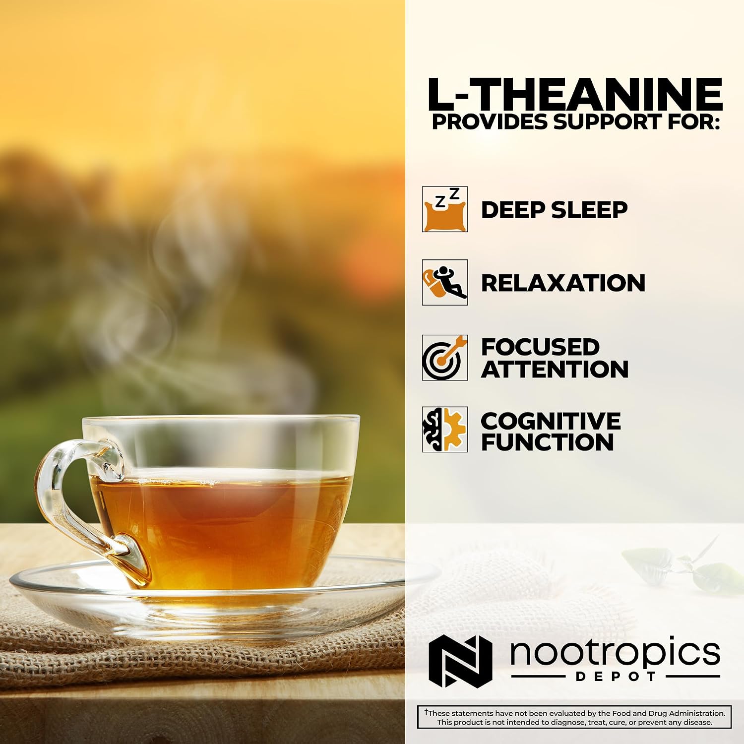 Nootropics Depot L-Teanina 200 mg – 180 Cápsulas