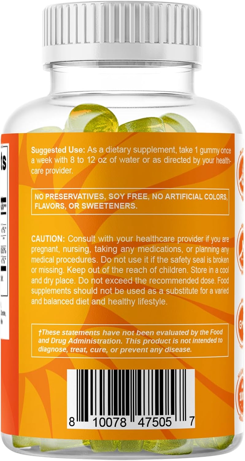 Vitamatic Vitamina D3 50.000 UI Sin Azúcar - 120 Gomitas de Pectina - Suplemento Semanal para Huesos, Dientes y Sistema Inmunológico
