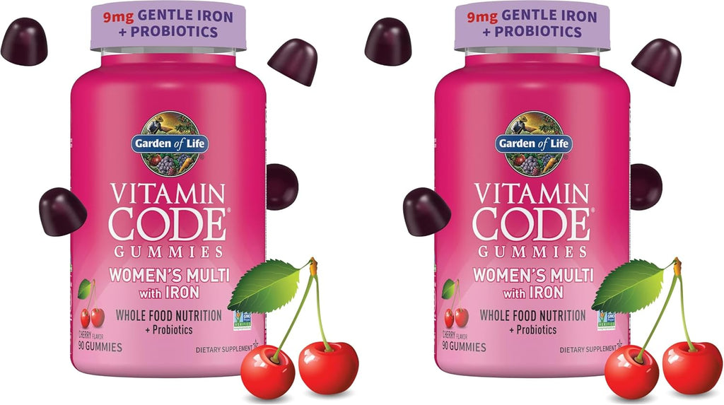 Garden of Life Vitamin Code Gominolas Multivitamínicas para Mujeres con Hierro y Probióticos, Sabor Cereza, 90 Gominolas