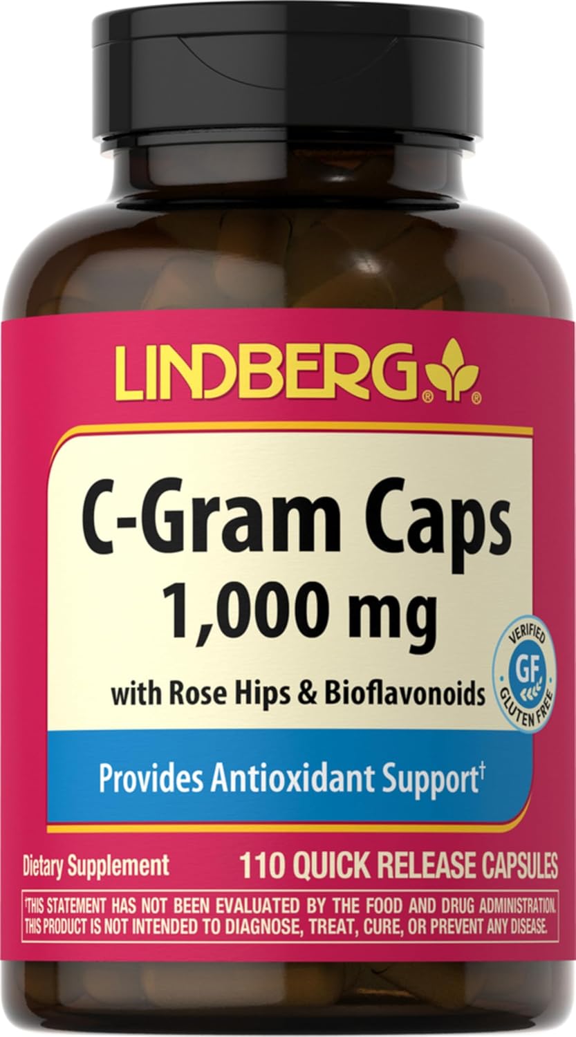 Piping Rock Vitamin C | 1000mg | 110 Cápsulas | con Bioflavonoides y Escaramujo | Suplemento No-GMO y Sin Gluten