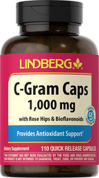 Piping Rock Vitamin C | 1000mg | 110 Cápsulas | con Bioflavonoides y Escaramujo | Suplemento No-GMO y Sin Gluten