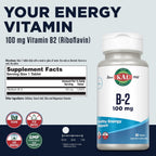 KAL Vitamina B2 100 mg - Riboflavina con ActivTabs, 60 Comprimidos