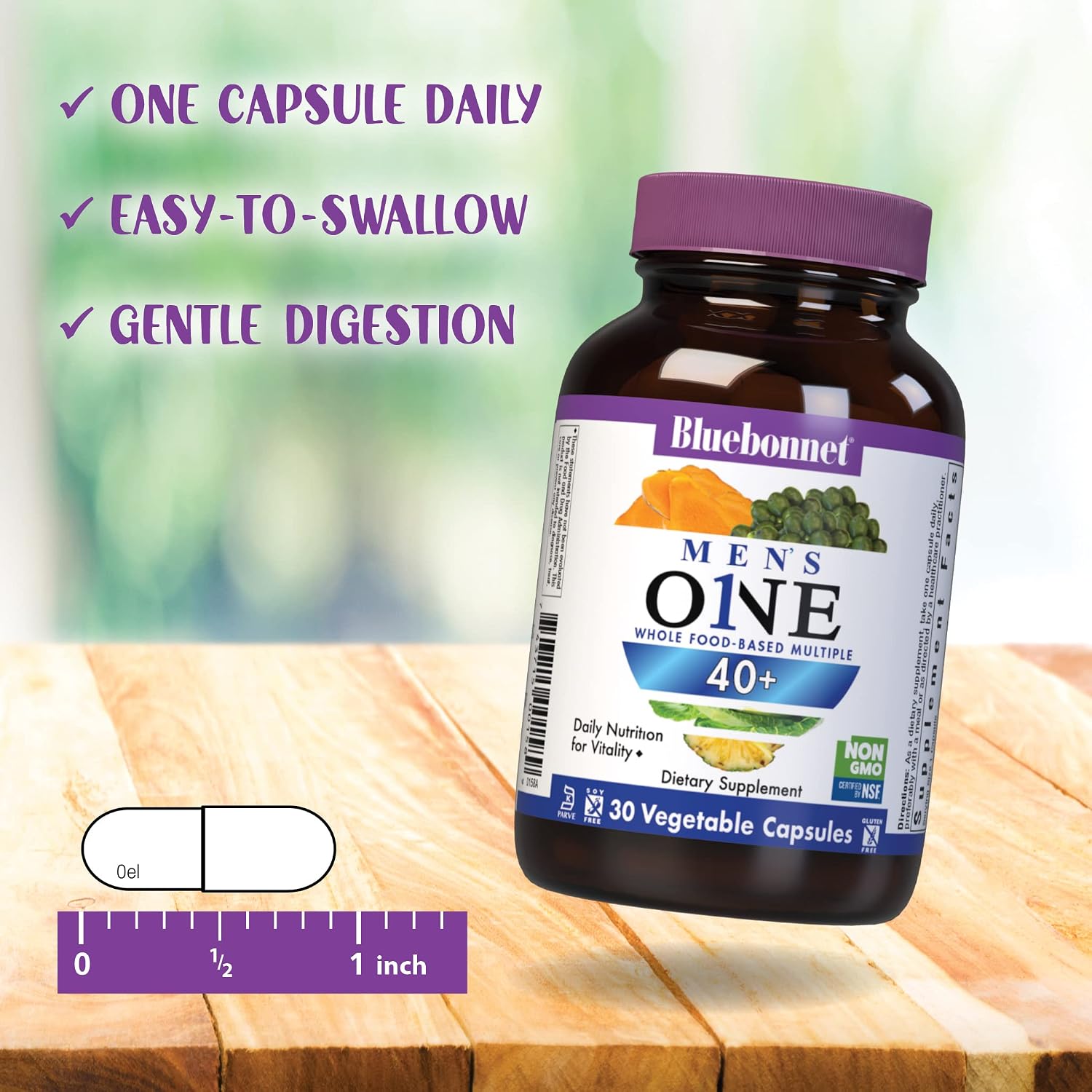 Bluebonnet Mens' ONE 40+ Multivitamínico para Hombres - 60 Cápsulas Vegetales