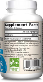 Jarrow Formulas Glutatión Reducido 500 mg – 60 Cápsulas Veganas