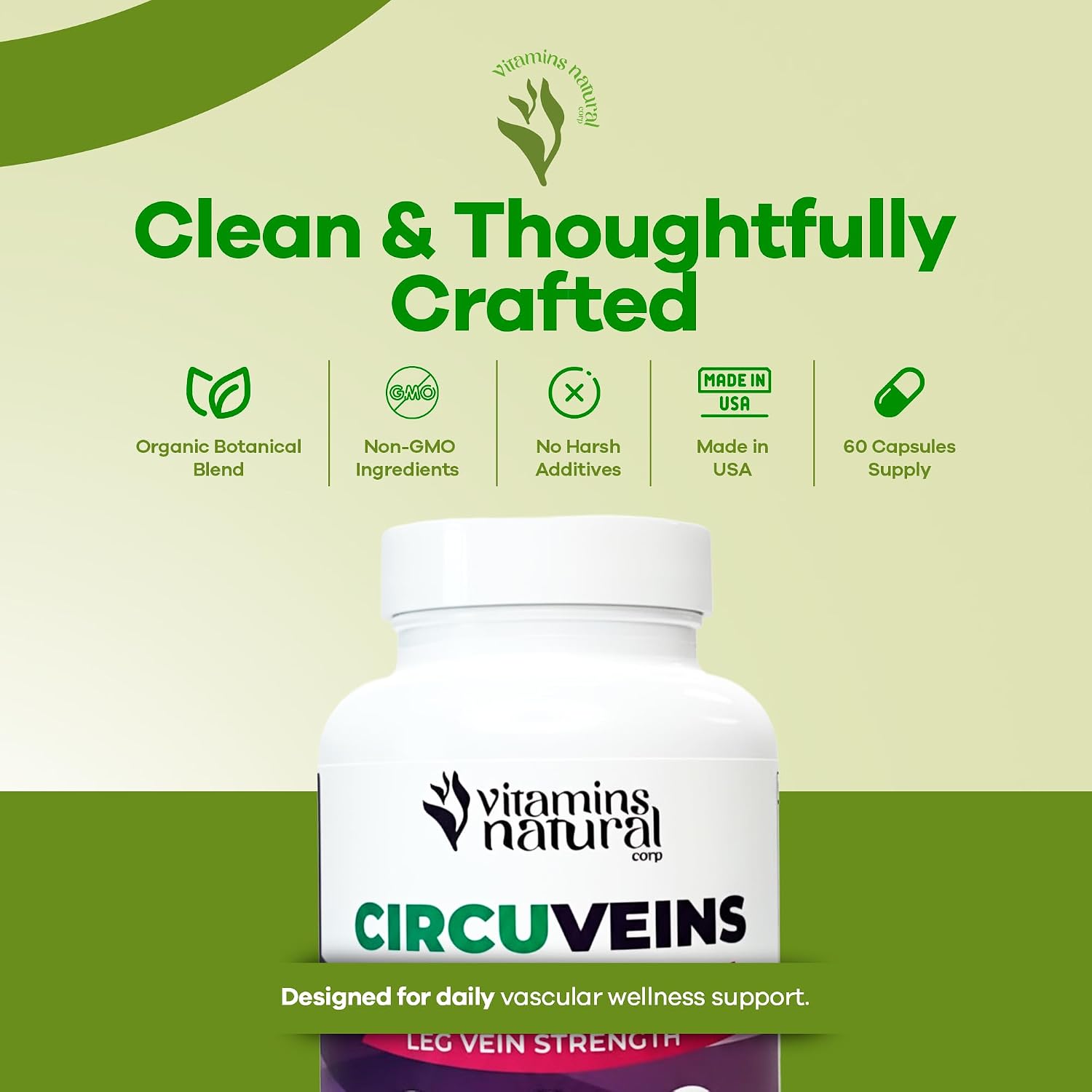 CircuVeins Suplemento para la Circulación de Piernas y Venas con Castaño de Indias, Gotu Kola, Rusco y Semilla de Uva – 60 Cápsulas