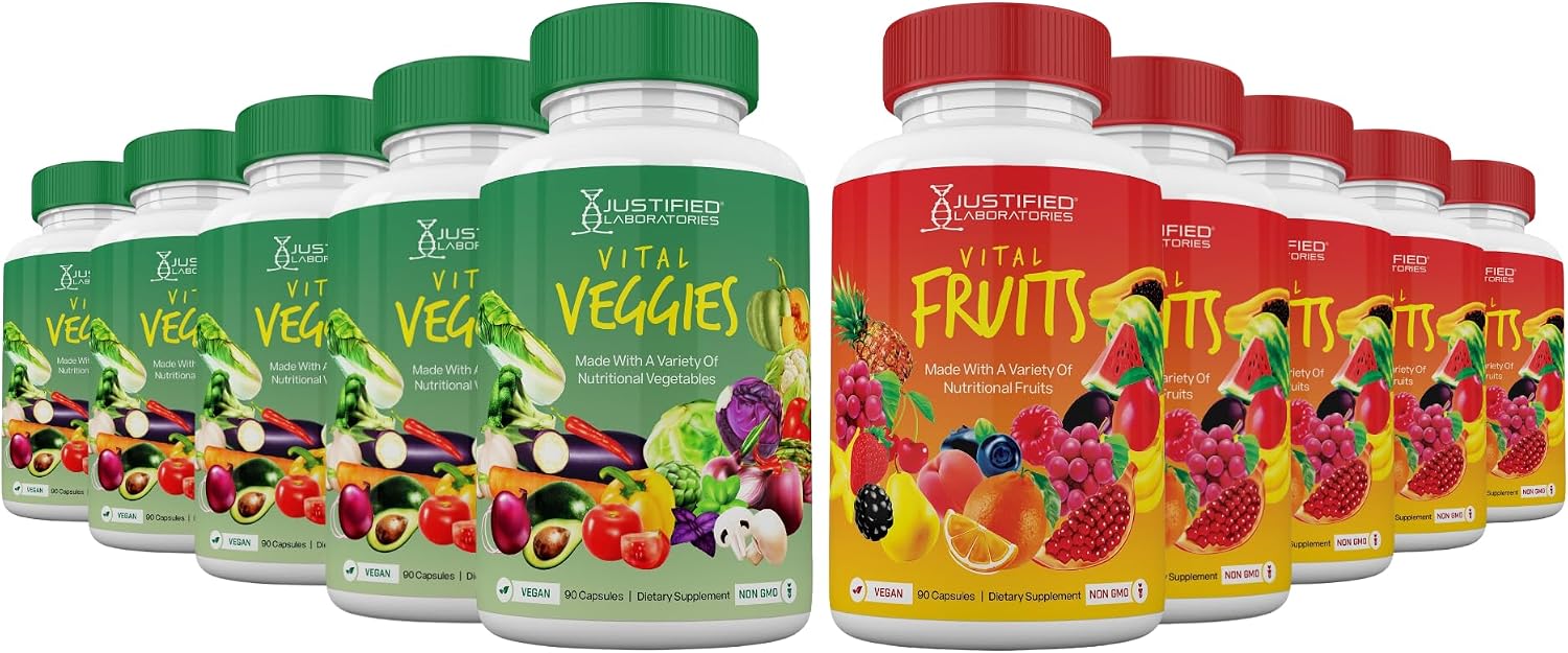 Justified Laboratories Superfoods Set - Vital Fruits (90 Cápsulas) + Vital Veggies (90 Cápsulas)