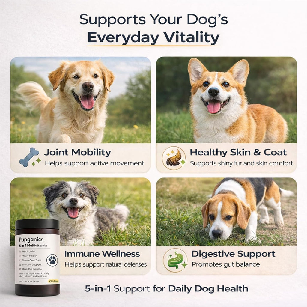 Pupganics Multivitamin Soft Chews para Perros, 60 Masticables
