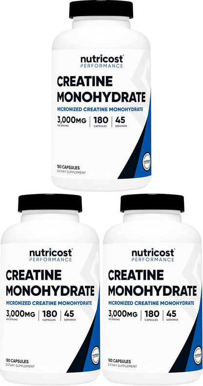 Nutricost Creatine Monohydrate 3000mg, 180 Cápsulas (750mg por Cápsula) - Sin Gluten, No GMO – Image 8