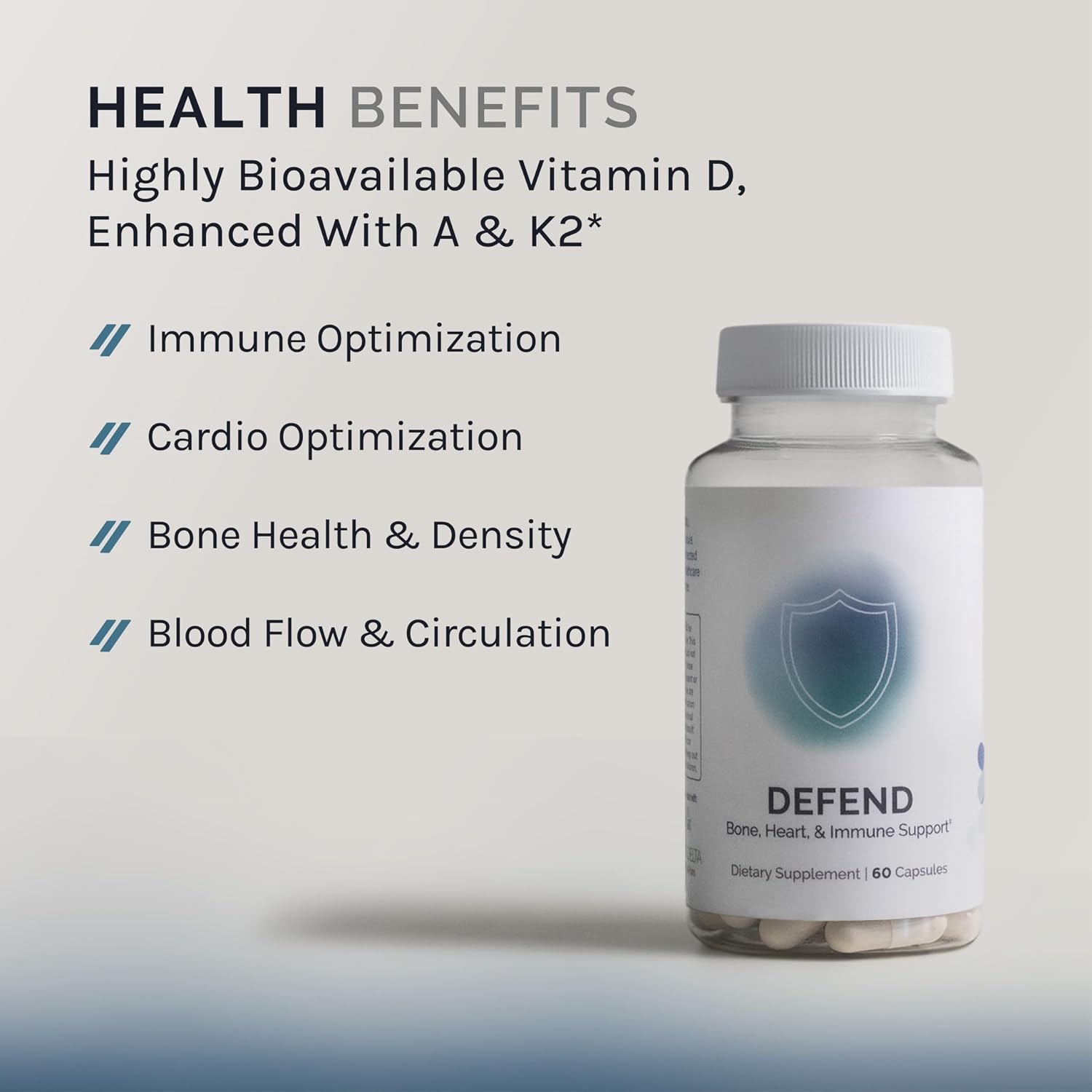 InfiniWell Defend - Suplemento de Vitaminas A, D3 y K2 - 60 Cápsulas