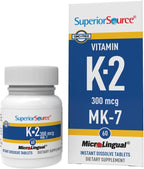 Superior Source Vitamina K2 MK-7 (Menaquinona-7), 300 mcg - 60 comprimidos sublinguales