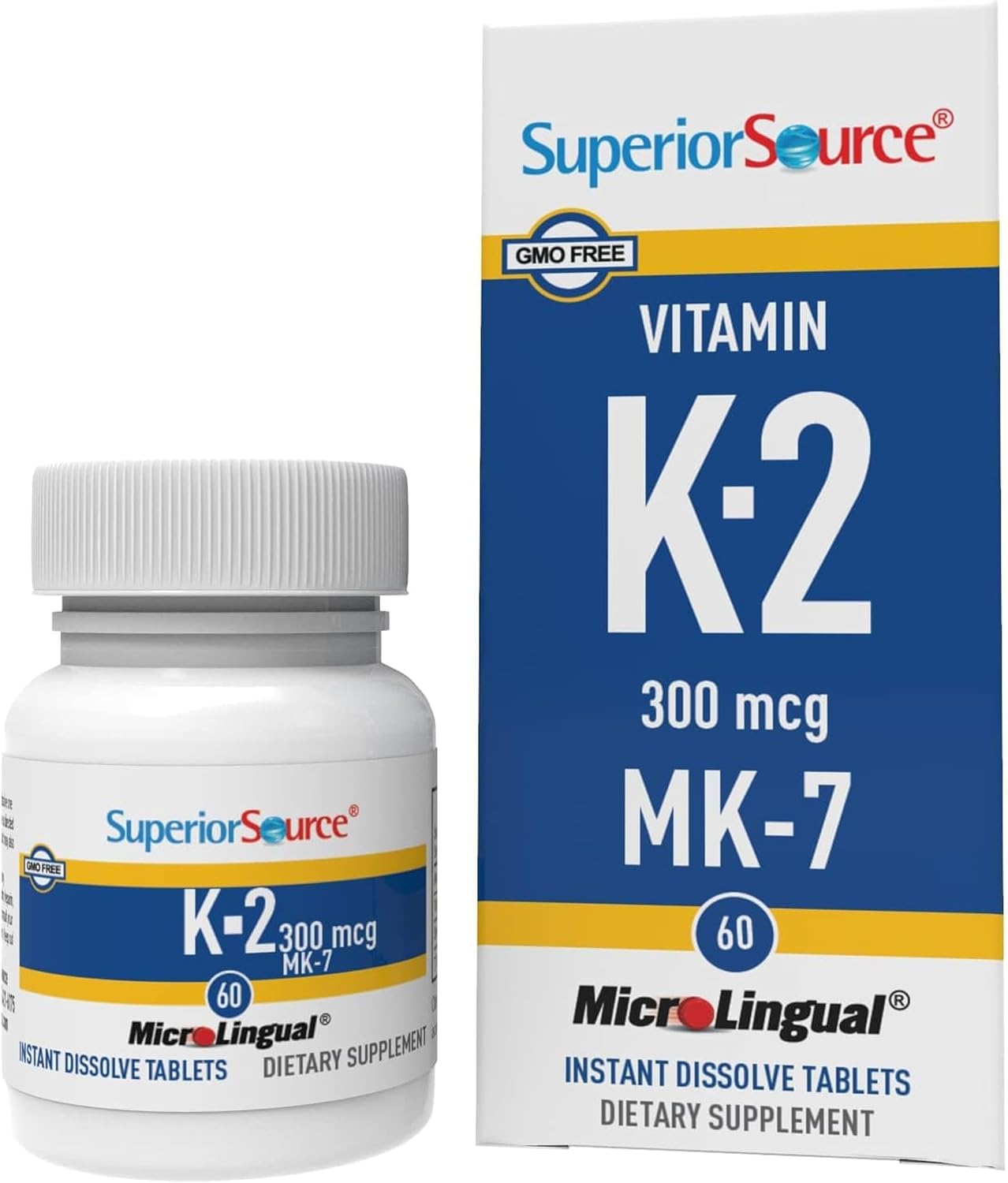 Superior Source Vitamina K2 MK-7 (Menaquinona-7), 300 mcg - 60 comprimidos sublinguales