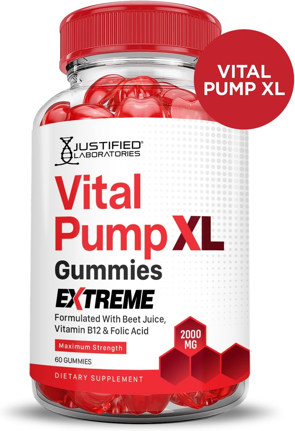 Justified Laboratories Vital Pump XL Extreme 2000MG Performance Gummies (Pack de 5, 300 Gomitas)