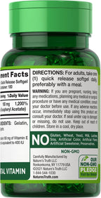 Nature's Truth Vitamina E de Alta Potencia 400 UI Cápsulas Blandas de Liberación Rápida - 100 unidades, paquete de 2