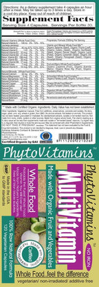 Multivitamínico Orgánico de Alimentos Integrales Sin Hierro - 120 Cápsulas Vegetarianas