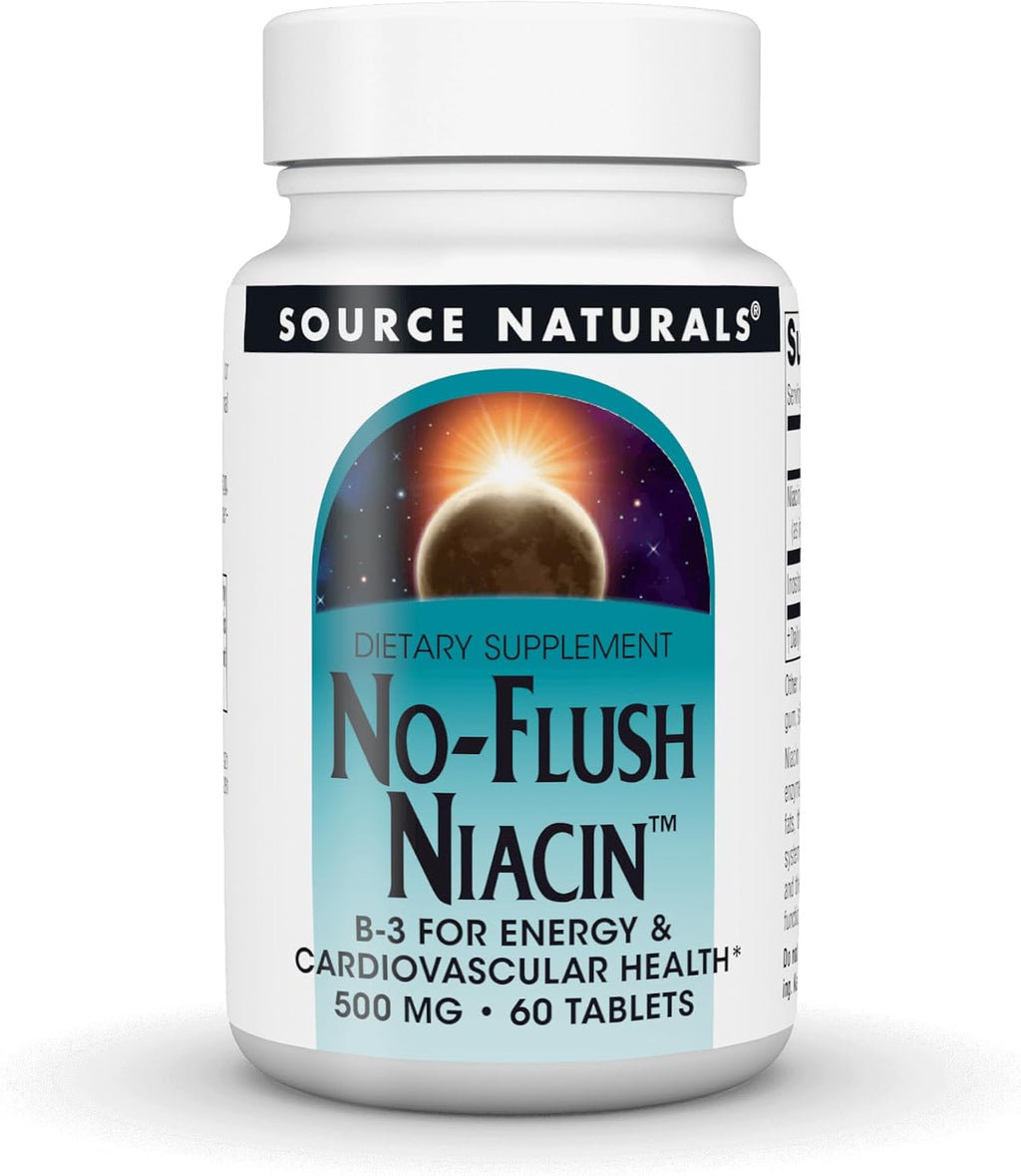 Source Naturals Niacina sin Rubor, Vitamina B3 - 500 mg - 60 Tabletas Vegetarianas