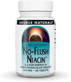 Source Naturals Niacina sin Rubor, Vitamina B3 - 500 mg - 60 Tabletas Vegetarianas