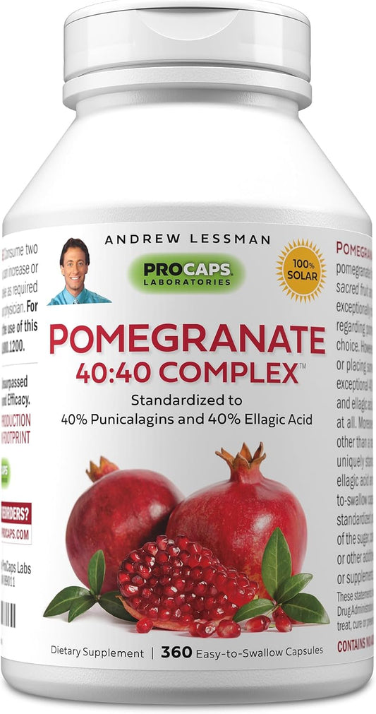 ANDREW LESSMAN Pomegranate 40-40 Complex 360 Capsules - High Potency Pomegranate Extract, Sugar-Free and Additive-Free