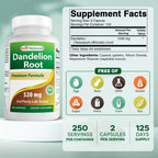 Best Naturals Raíz de Diente de León 520 mg 250 Cápsulas