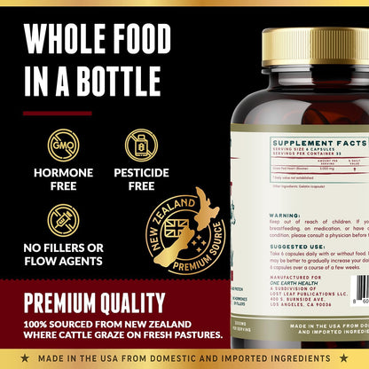 One Earth Health Corazón de Ternera Alimentado con Pasto - Neozelandés - 3000mg por Porción - 200 Unidades – Image 5