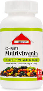 SJJ DEPOT Multivitamínico de Frutas y Verduras, 120 Cápsulas Líquidas