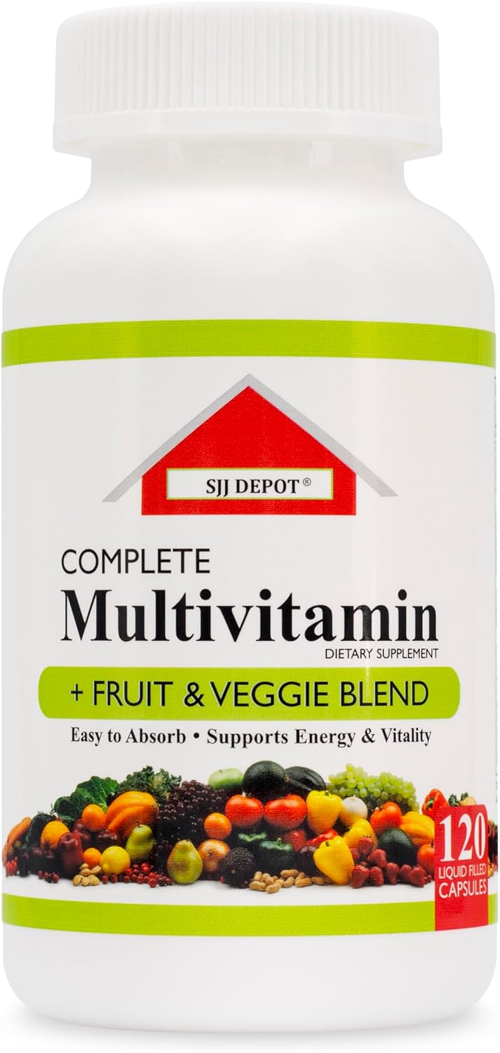 SJJ DEPOT Multivitamínico de Frutas y Verduras, 120 Cápsulas Líquidas