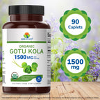 Gotu Kola Orgánico 1500mg, 90 Comprimidos Vegetarianos