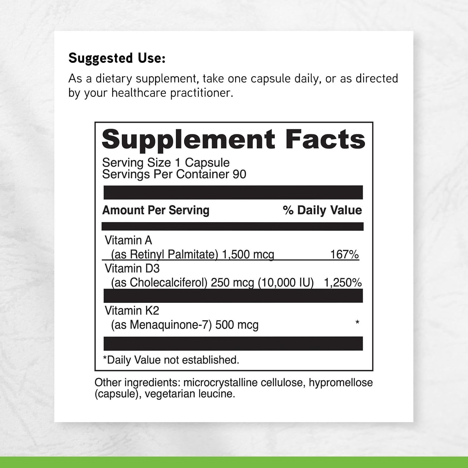 DAVINCI Labs ADK 10 - Combinación de Vitaminas A, D3 y K2 (MK-7) - 90 Cápsulas - Vegetariano, Sin Gluten, Sin Soja