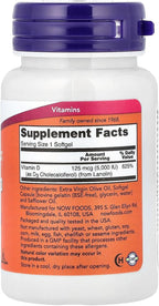 NOW Foods Vitamina D3, 5000 UI, 240 cápsulas blandas
