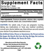 Best Naturals Vitamina B6 25mg 250 Comprimidos (Pack de 2)