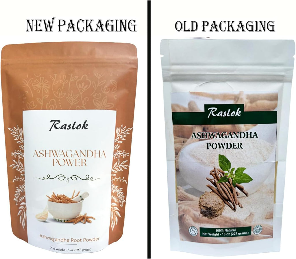 Raslok Ashwagandha en Polvo - Raíz de Grado A - No GMO, Vegano y Crudo de India (227 g)