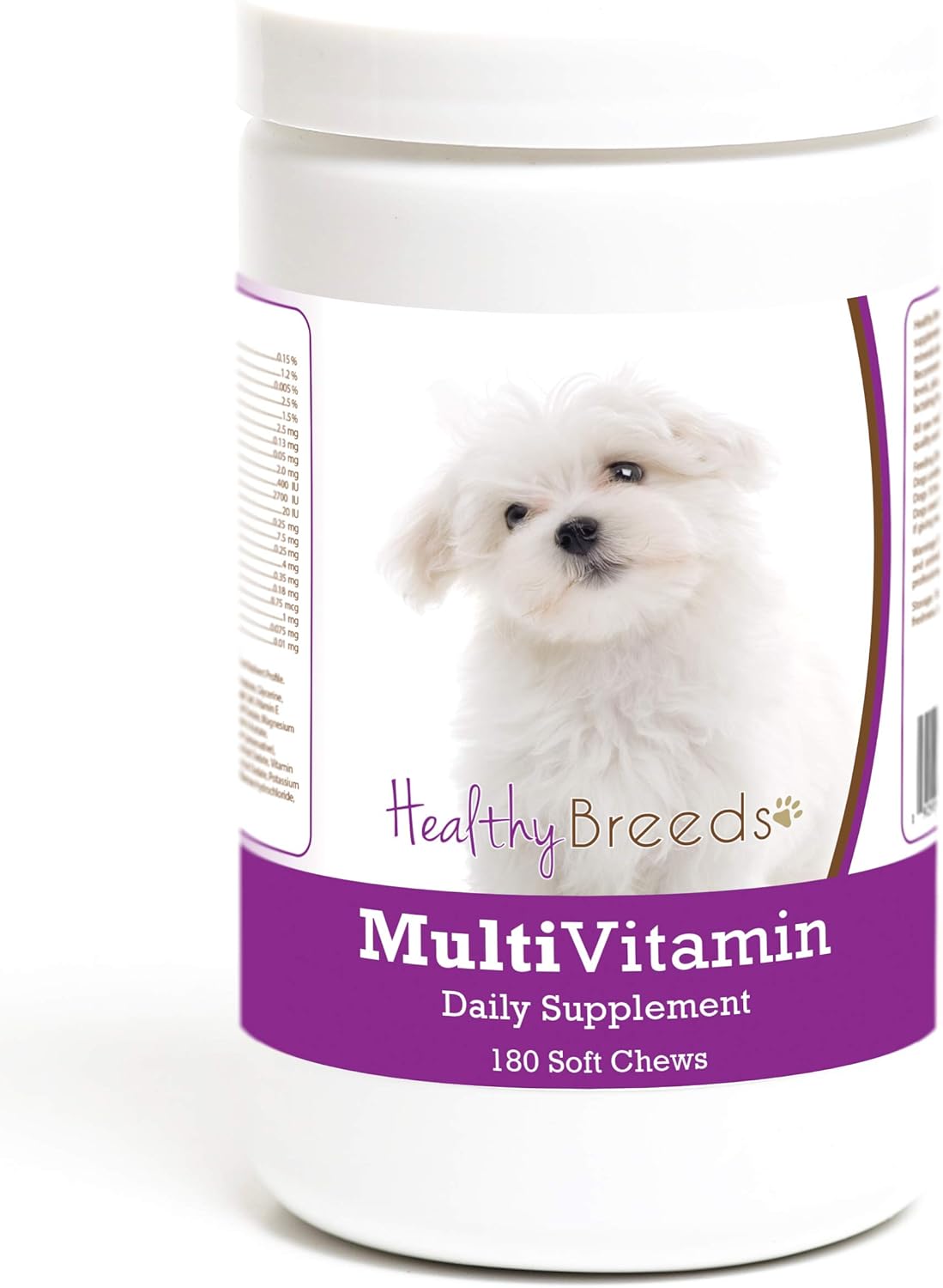 Healthy Breeds Maltese Multivitamínico en Masticable Suave para Perros, 180 unidades