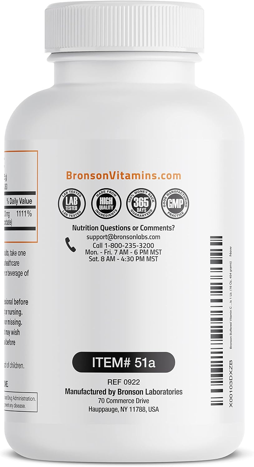 Bronson Buffered Vitamin C Powder - Sodium Ascorbate - 454 g (1 Pound)