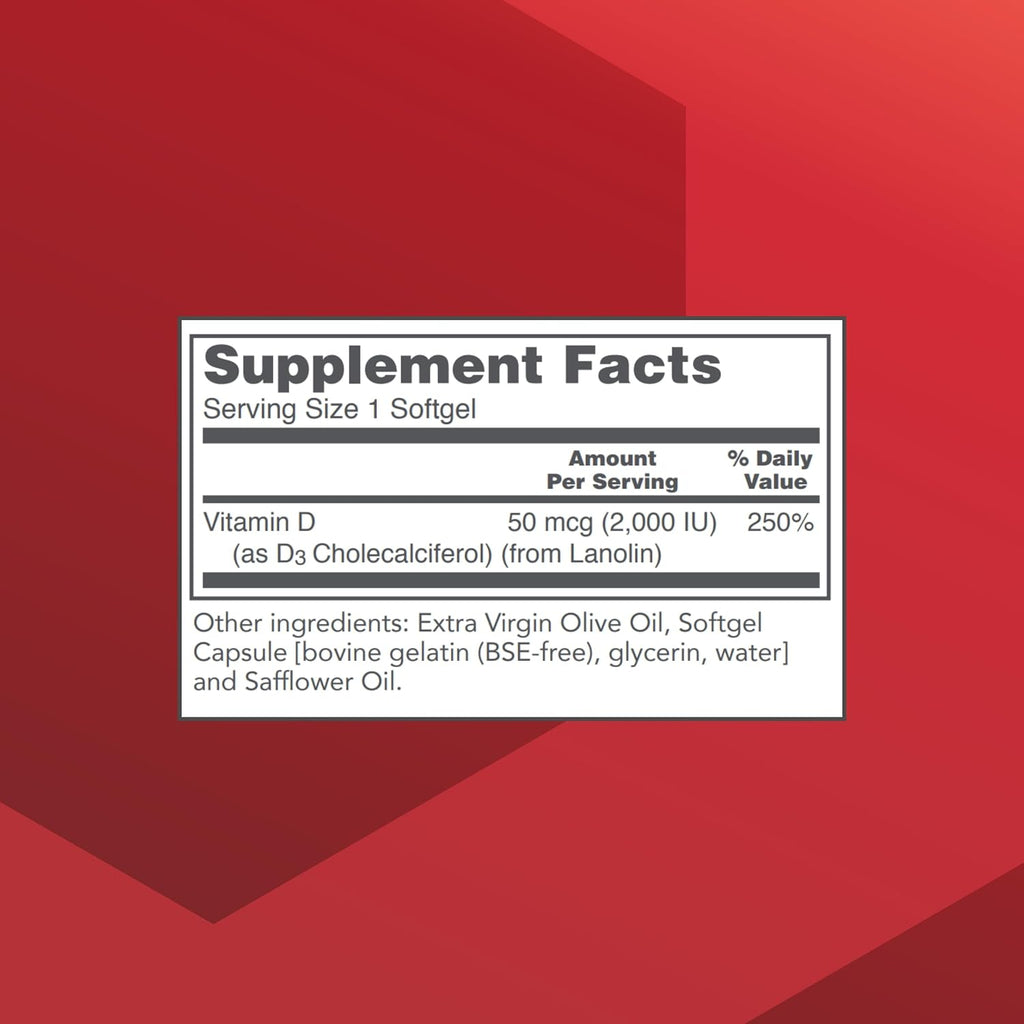 PROTOCOL FOR LIFE BALANCE Vitamina D3 2,000 UI – 120 Cápsulas Blandas