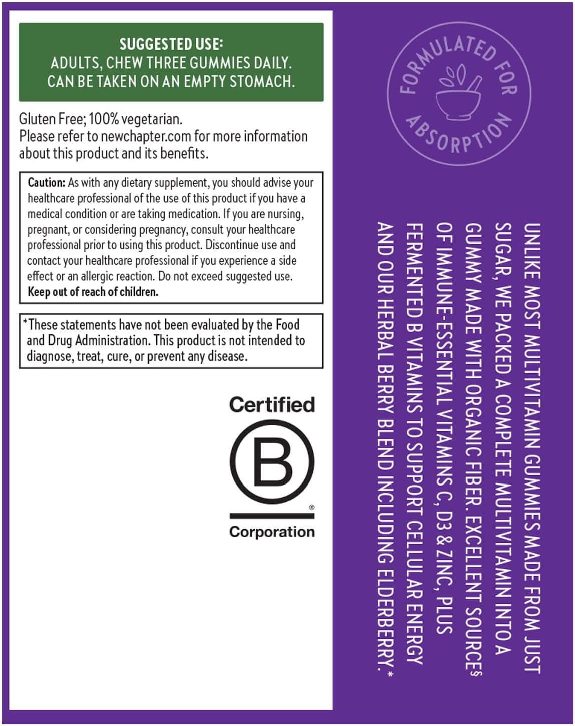 New Chapter Multivitamínico Mujer Gomitas - 59% Menos Azúcar, con Vitamina C, D3 y Zinc, 75 unidades