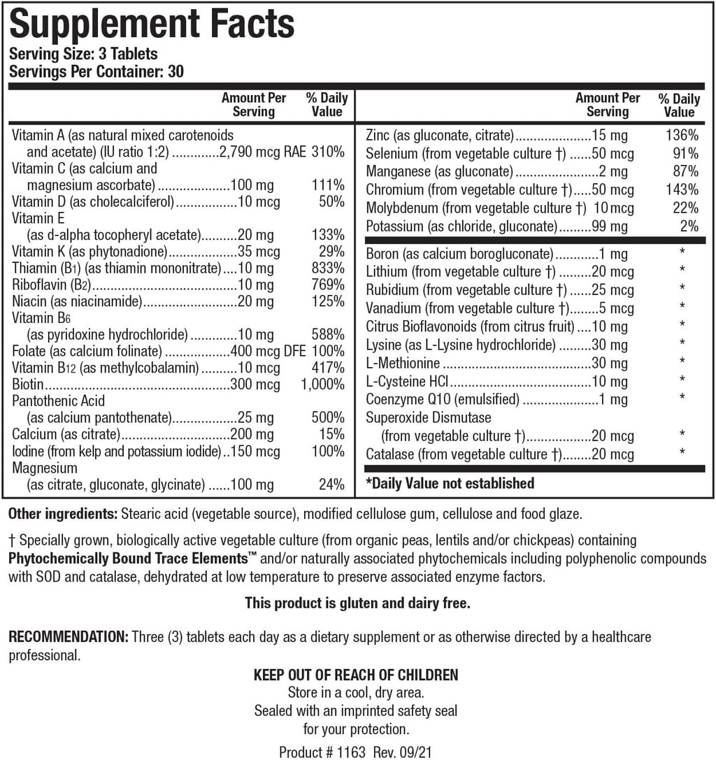 Biotics Research Bio-Multi Plus Multivitamínico sin Hierro ni Cobre - 90 Comprimidos