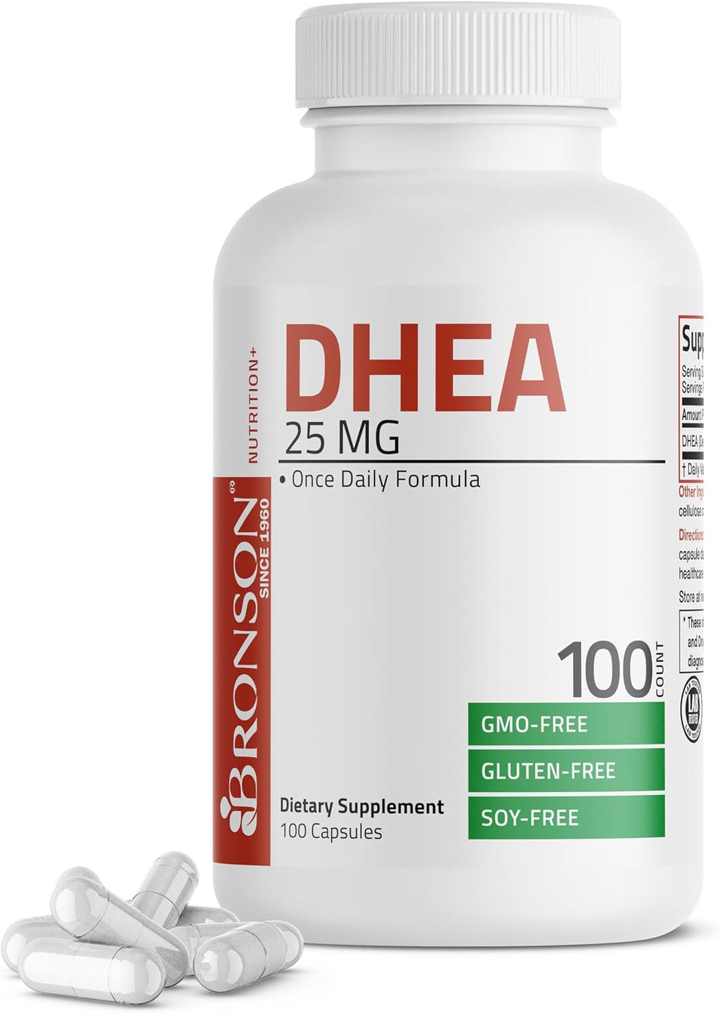 Bronson DHEA 25mg Fórmula Diaria, 200 Cápsulas Vegetarianas