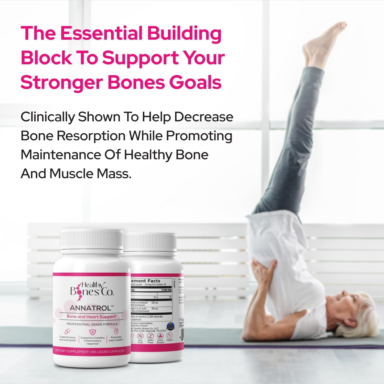 Annatrol Bone & Heart Wellness | Complejo de Vitamina E con Tocotrienoles de Annatto y Geranylgeraniol (GG)
