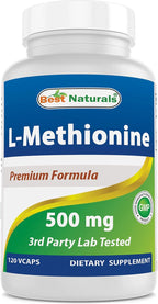 Best Naturals L-Metionina 500 mg, 120 Cápsulas Vegetarianas