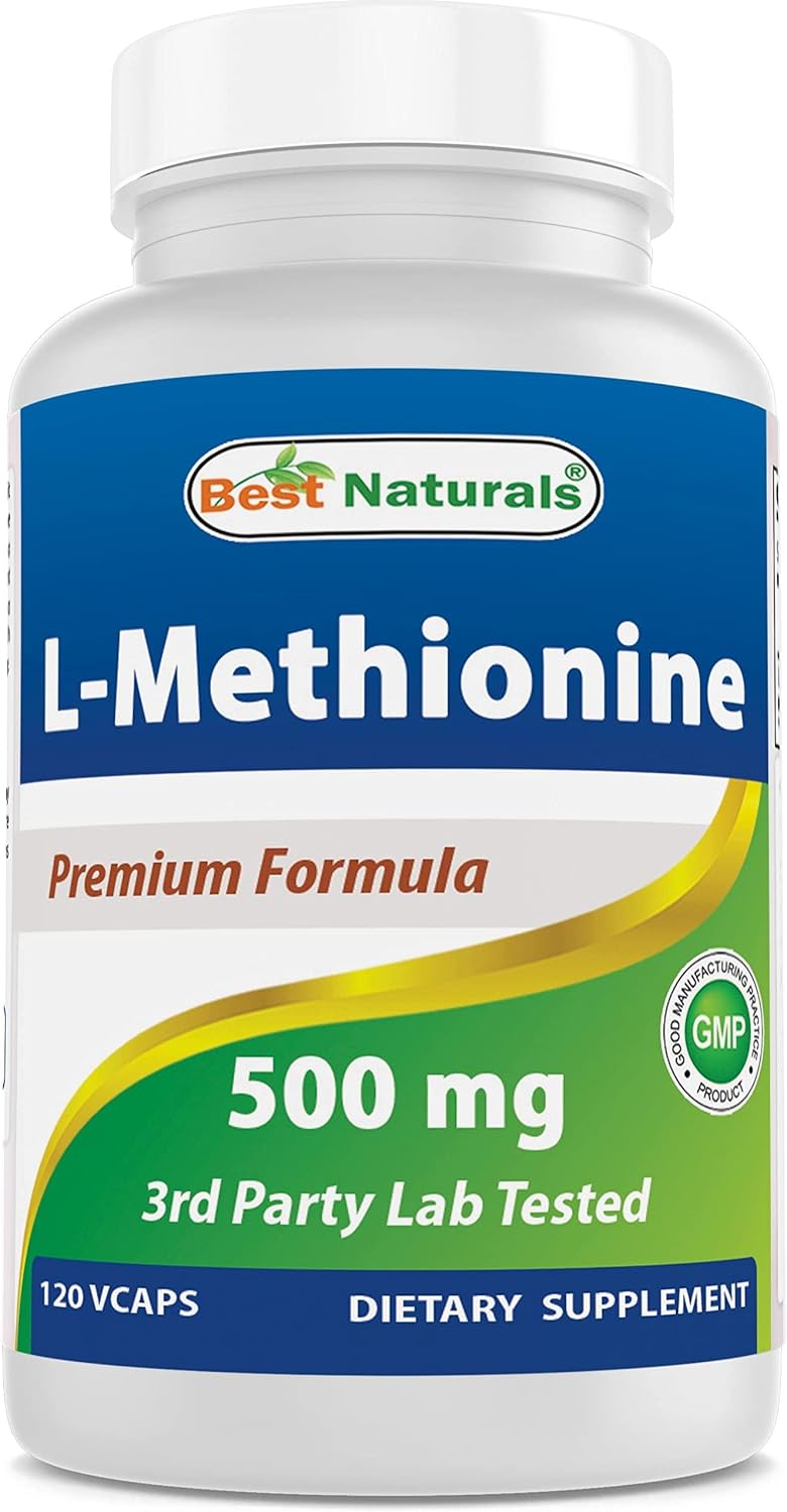 Best Naturals L-Metionina 500 mg, 120 Cápsulas Vegetarianas