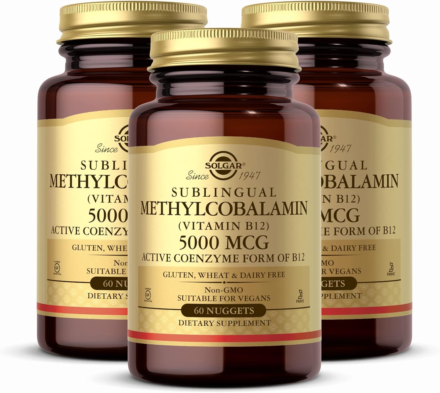 Solgar Metilcobalamina (Vitamina B12) 5000 mcg, 60 Nuggets (Pack de 3) - Sabor Cereza - Vegano, Sin Gluten
