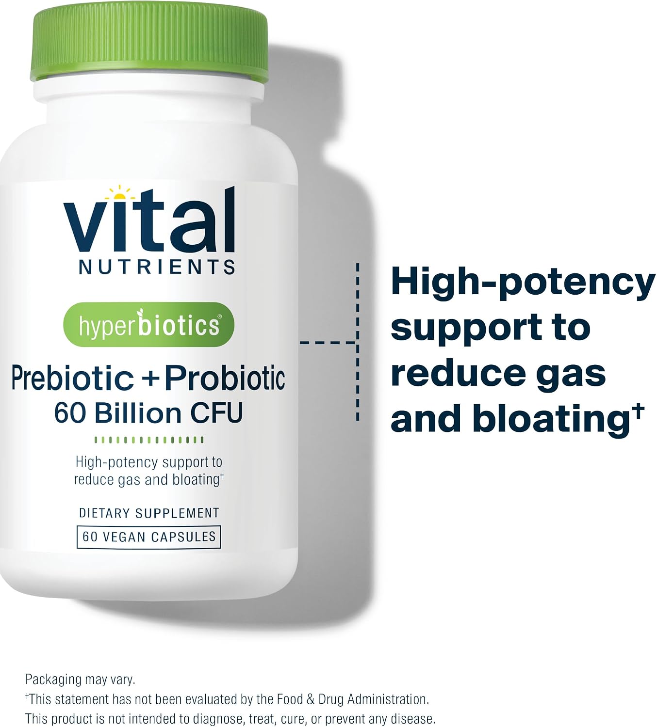 Hyperbiotics Vital Nutrients Prebiótico y Probiótico para Mujeres y Hombres | 60 mil millones UFC | Salud Digestiva | 60 Cápsulas Veganas