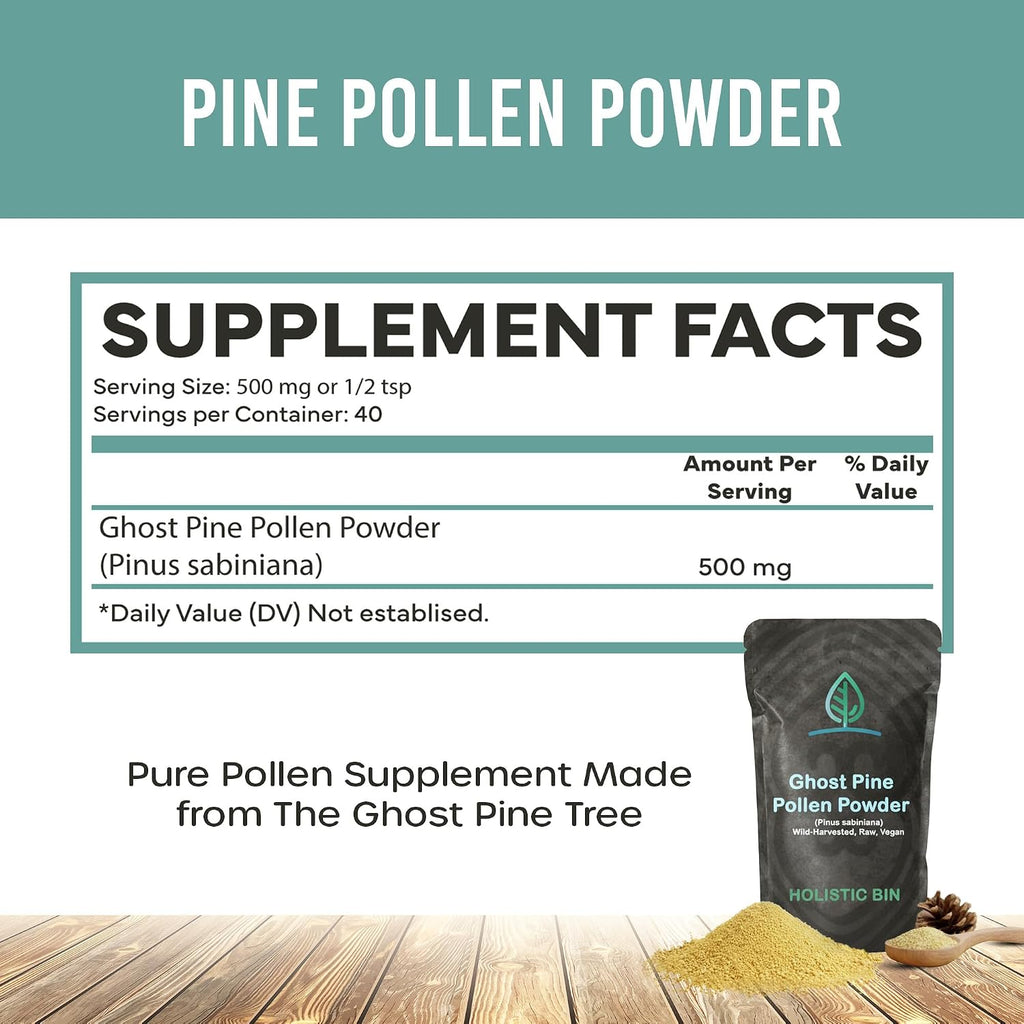 Ghost Pine Polen de Pino en Polvo - Ecológico, Silvestre, 20 g