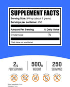 BulkSupplements.com D-Manosa en Polvo - 500g (1.1 lbs) - Sin Sabor
