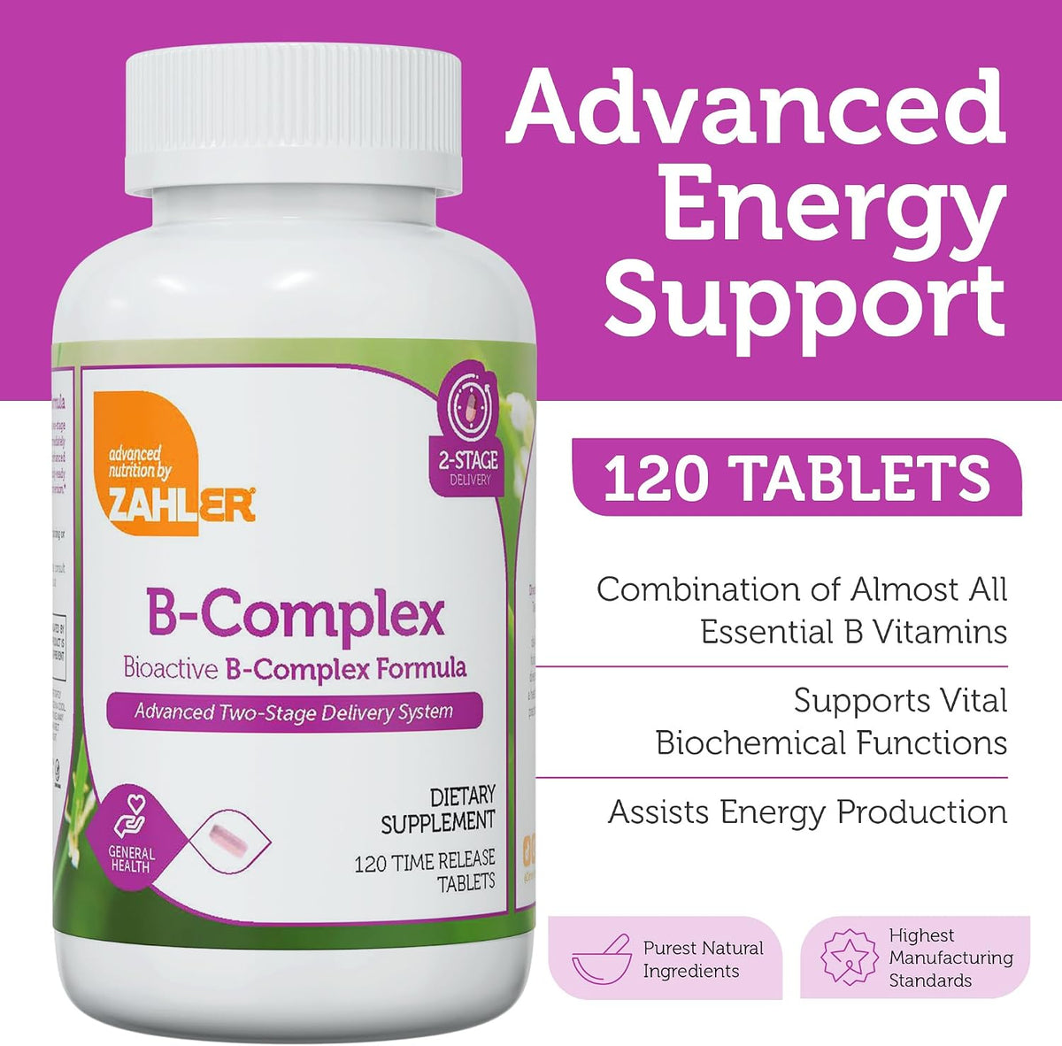Zahler Complejo B - 120 Comprimidos – Sistema nervioso: B1, B2, B6, B12 y biotina contribuyen al funcionamiento – Image 2