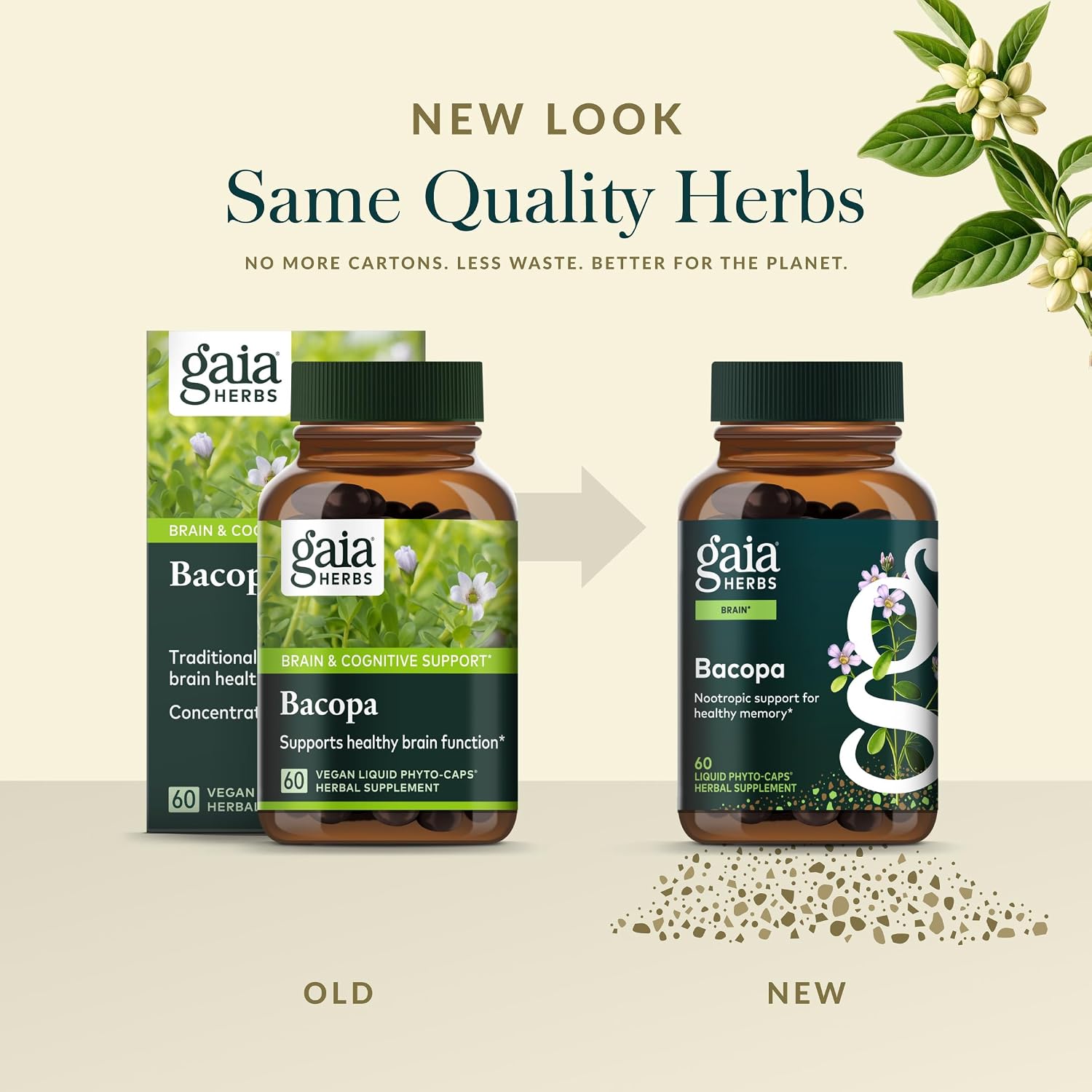Gaia Herbs Bacopa - Complemento Alimenticio Herbal con Bacopa Monnieri - 60 Cápsulas Líquidas Veganas