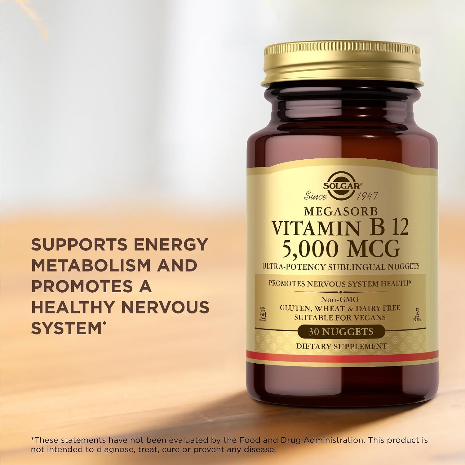 Solgar Vitamina B12 5000 mcg – 30 Nuggets Sublinguales – Vegano