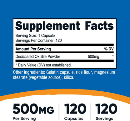 Nutricost Bilis de Buey 500mg - 120 Cápsulas – Puede ayudar a reducir la sensación de pesadez después de comidas – Image 2