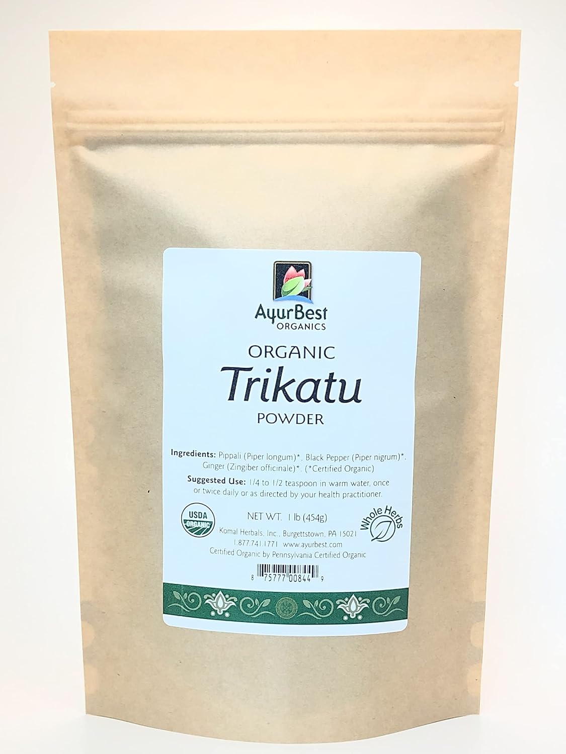 Organic Trikatu Powder, AyurBest Organic, Kosher, Ayurvedic (450g)